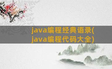 java编程经典语录(java编程代码大全)